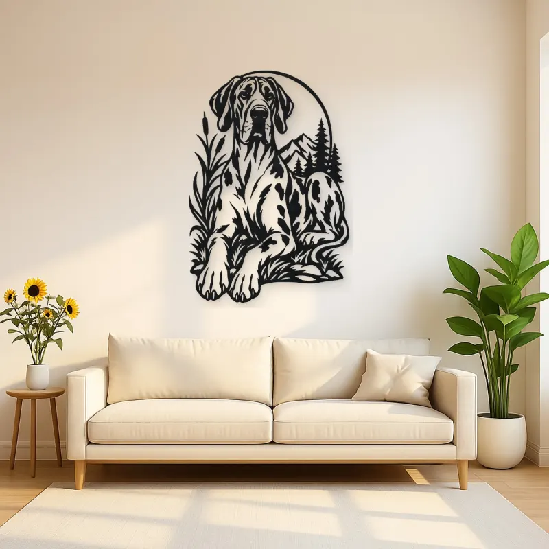 Great Dane Minimal Metal Wall Art | Pet Lover Silhouette Decor