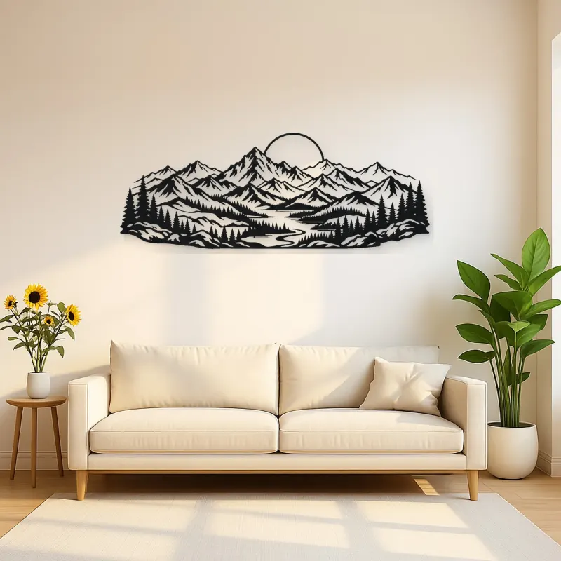 Endless Mountain Horizon Metal Wall Art | Nature Silhouette Decor