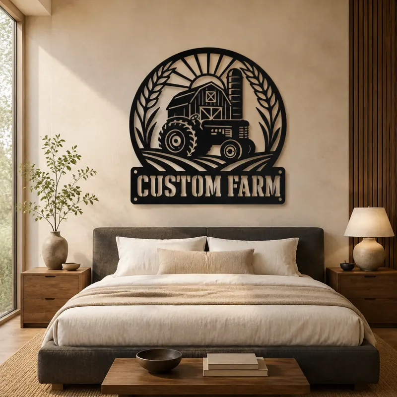 Personalized Tractor Farm Metal Wall Art with Barn Scene - lifestyle view 5