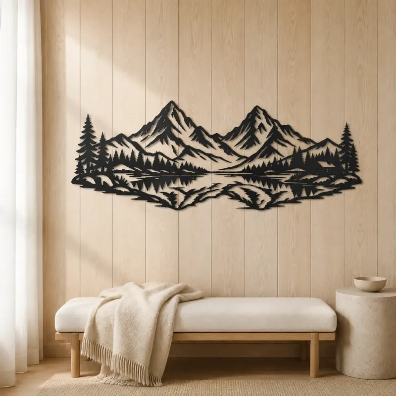 Twin Peaks Reflection Metal Wall Art | Modern Abstract Metal Decor - lifestyle view 5