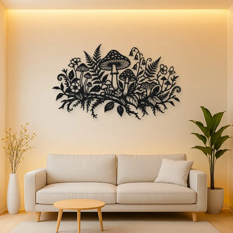 Mushroom Woodland Garden Metal Wall Art | Botanical Metal Wall Decor