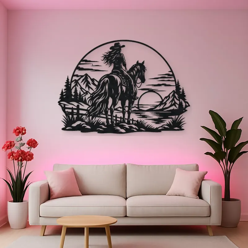 Western Rider Sunset Metal Wall Art | Equestrian Wall Decor