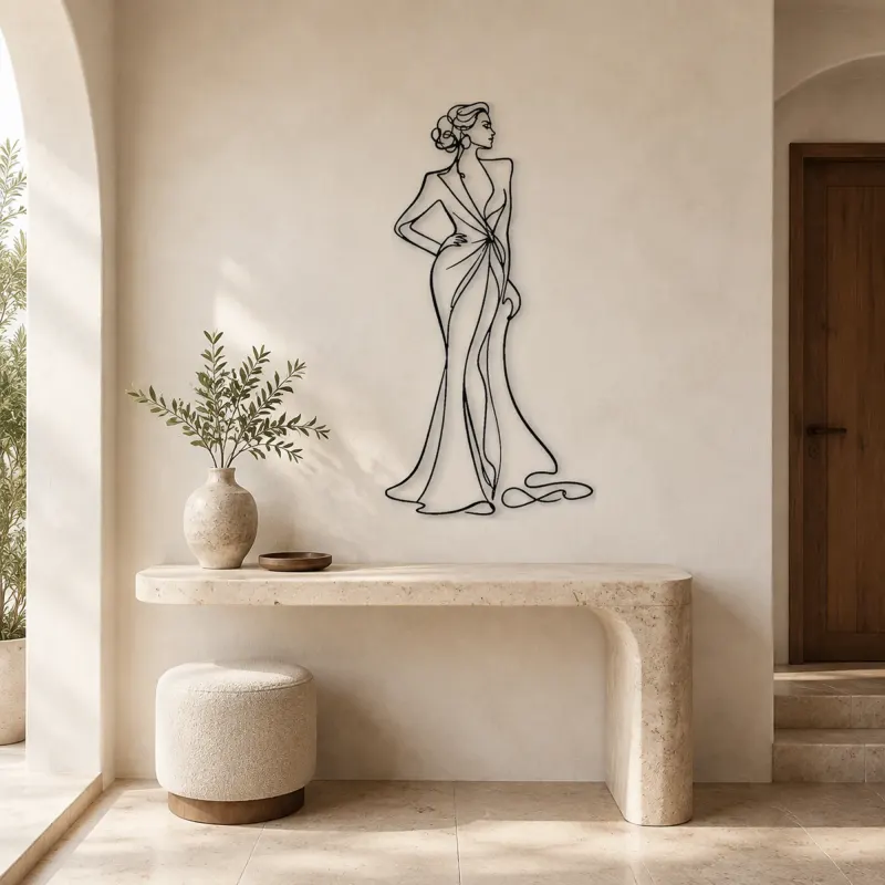 Evening Dress Profile Metal Wall Art | Fashion Figure Wall Decor - lifestyle view 3