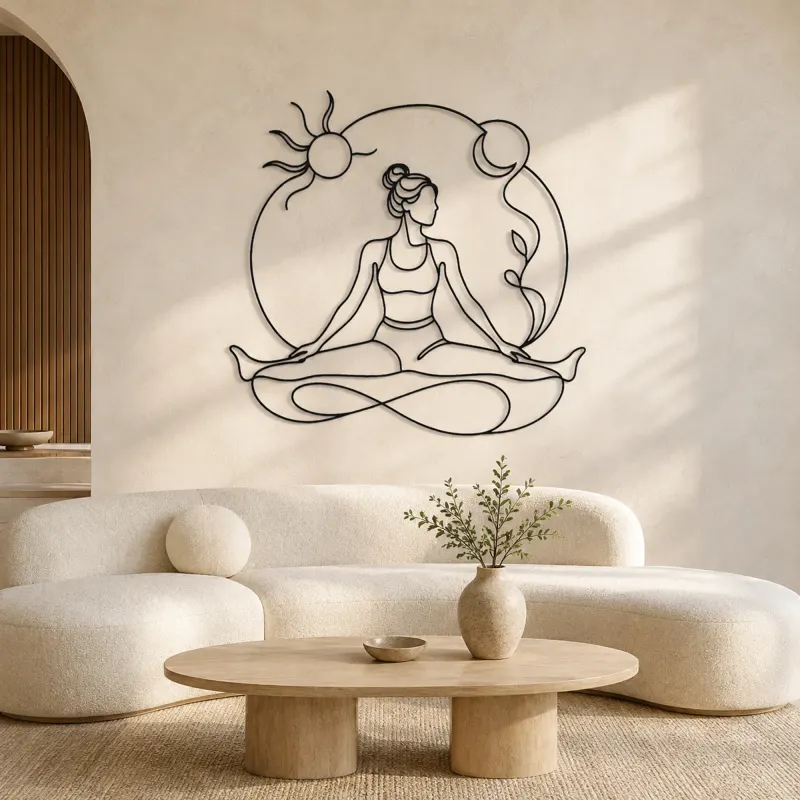 Wide Leg Fold Metal Wall Art | Yoga and Meditation Wall Decor - lifestyle view 3