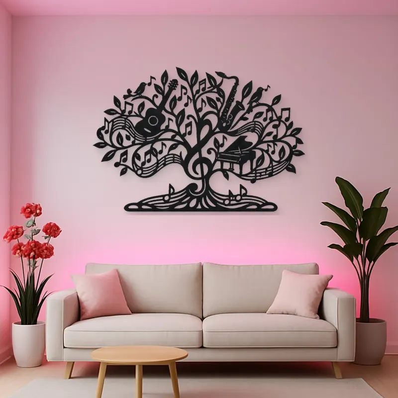Music Note Tree Metal Wall Art | Music Room Wall Decor