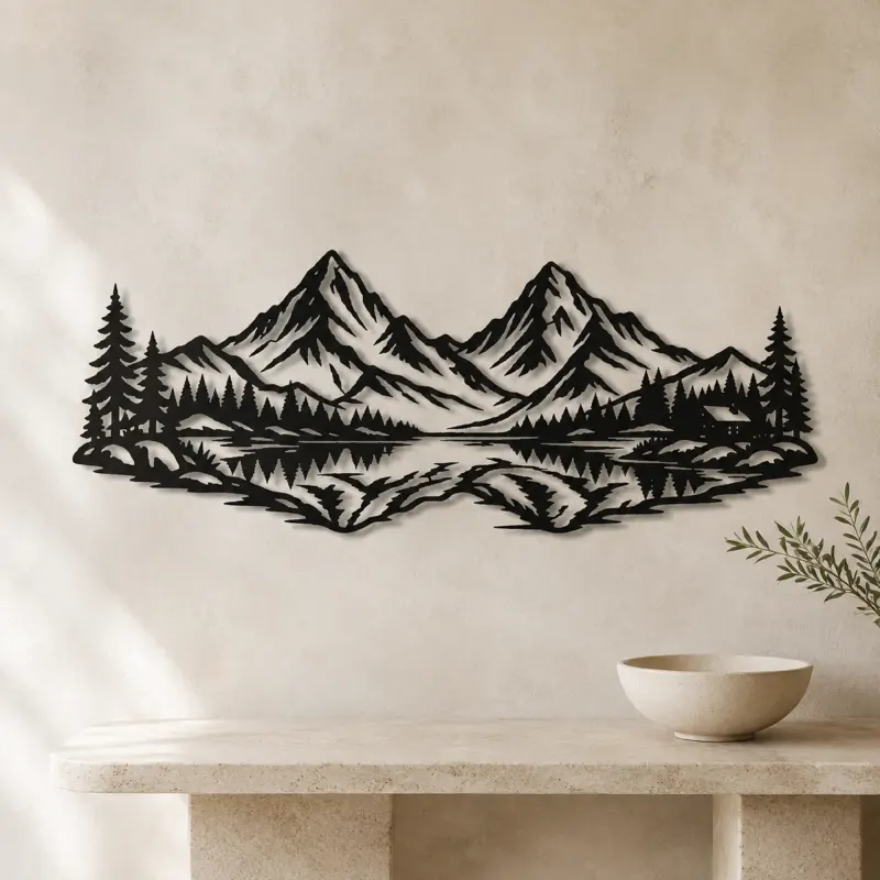 Twin Peaks Reflection Metal Wall Art | Modern Abstract Metal Decor - lifestyle view 3