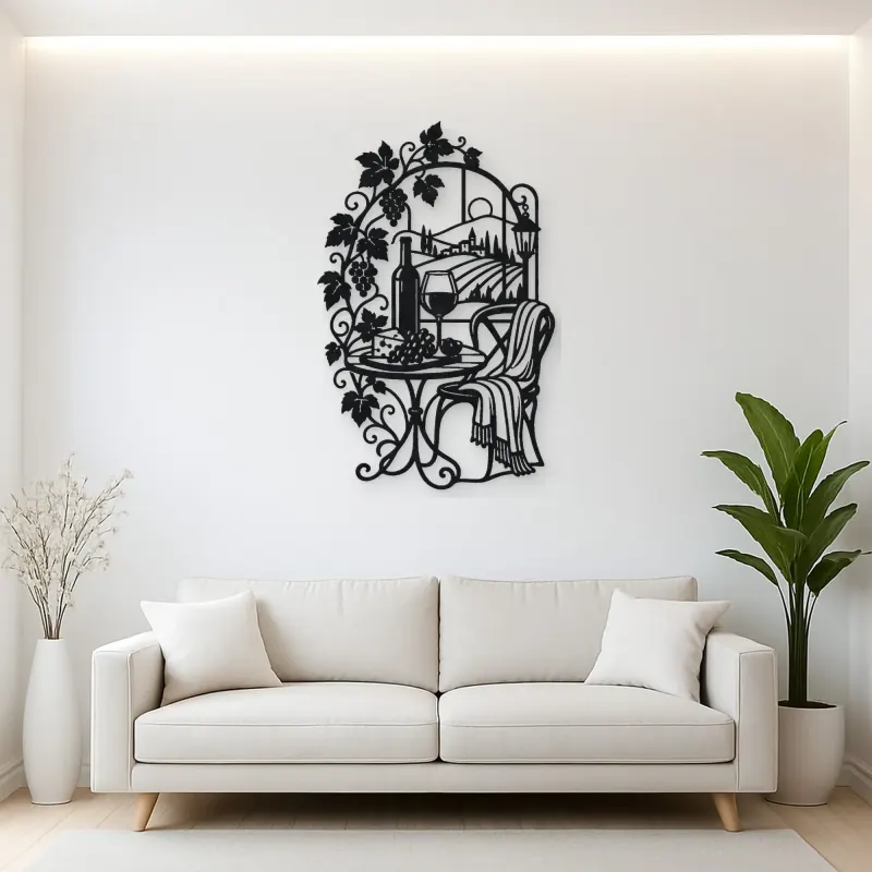 Wine Glass Vine Metal Wall Art | Botanical Metal Wall Decor