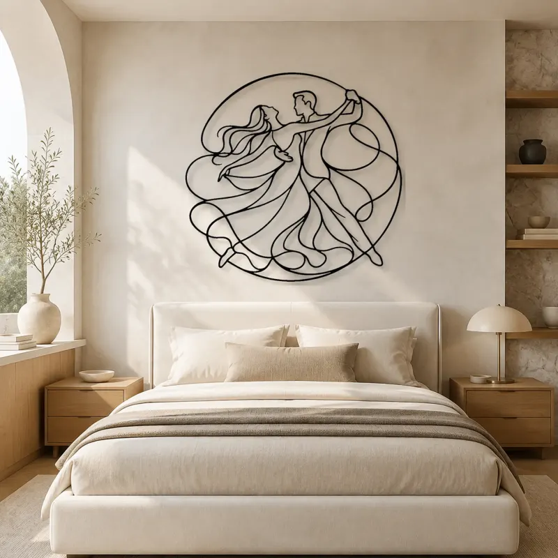 Contemporary Floor Flow Metal Wall Art | Couple Dance Wall Decor - lifestyle view 2
