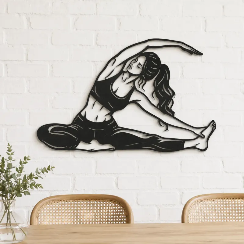 Seated Side Stretch Metal Wall Art | Movement Silhouette Decor - lifestyle view 4