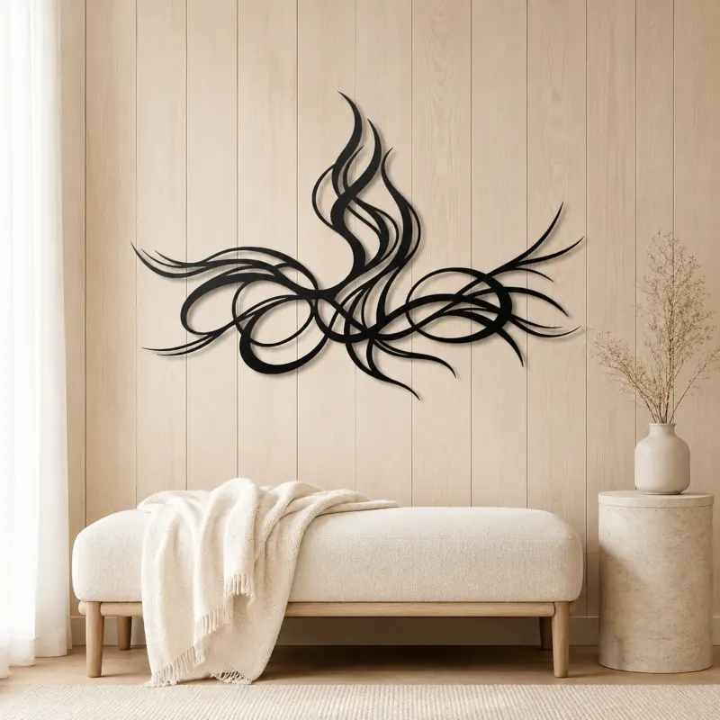 Rising Energy Lines Metal Wall Art | Modern Abstract Metal Decor - lifestyle view 5
