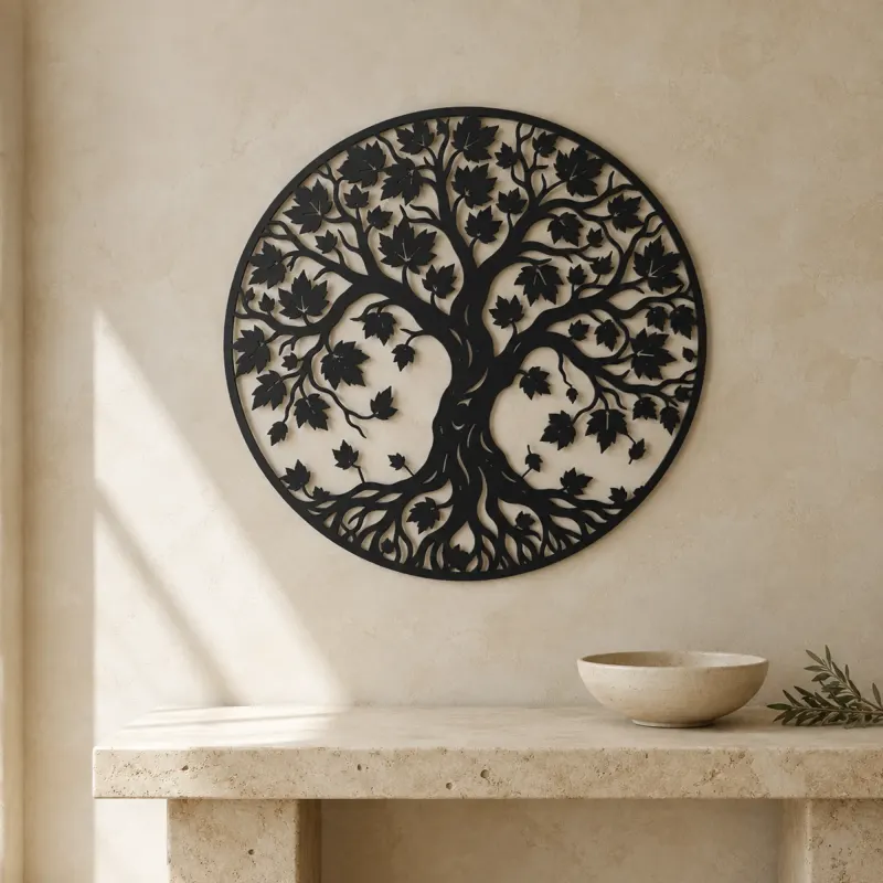 Autumn Leaf Tree Metal Wall Art | Botanical Metal Wall Decor - lifestyle view 3