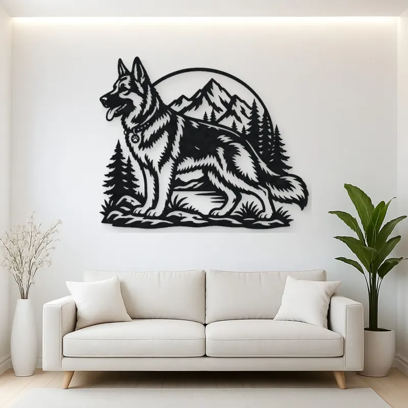 German Shepherd Profile Metal Wall Art | Pet Lover Silhouette Decor