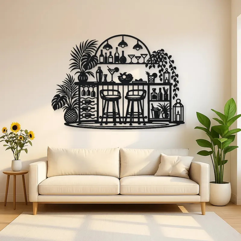 Cocktail Bar Flow Metal Wall Art | Cozy Home Metal Decor