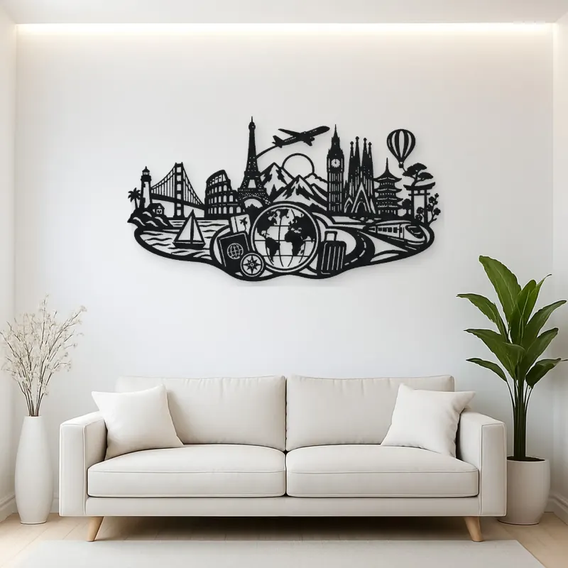 Passport Journey Symbol Metal Wall Art | Travel and City Wall Decor