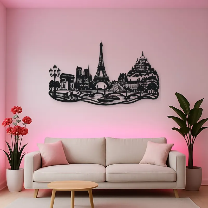 Paris Skyline Flow Metal Wall Art | Travel and City Wall Decor