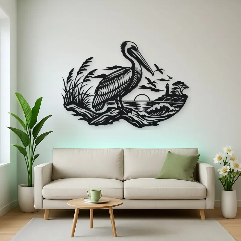 Pelican Coastline Metal Wall Art | Coastal and Nautical Wall Decor