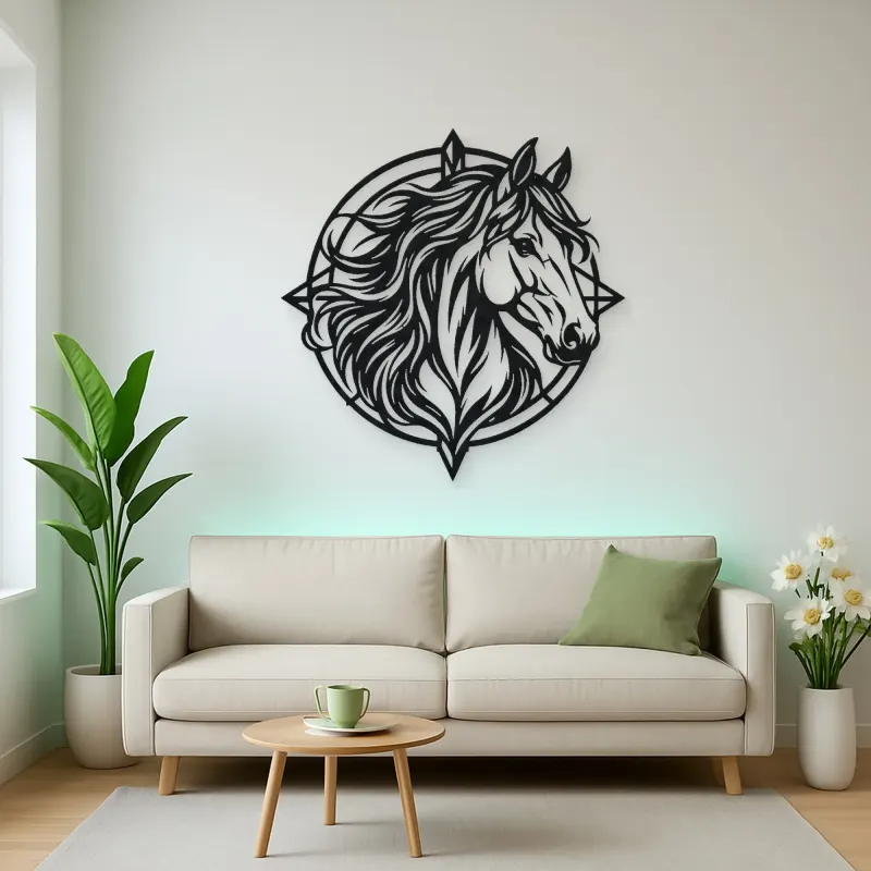 Horse Head Geometric Metal Wall Art | Equestrian Wall Decor