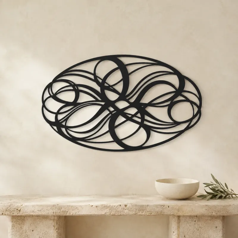 Woven Oval Network Metal Wall Art | Modern Abstract Metal Decor - lifestyle view 3