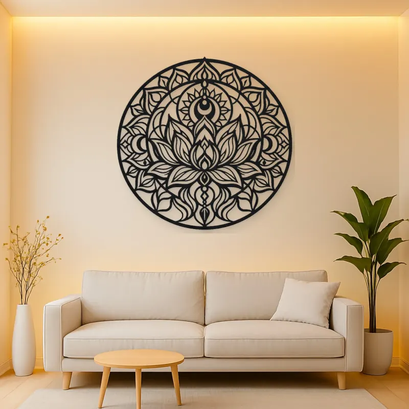 Lotus Mandala Metal Wall Art | Botanical Metal Wall Decor