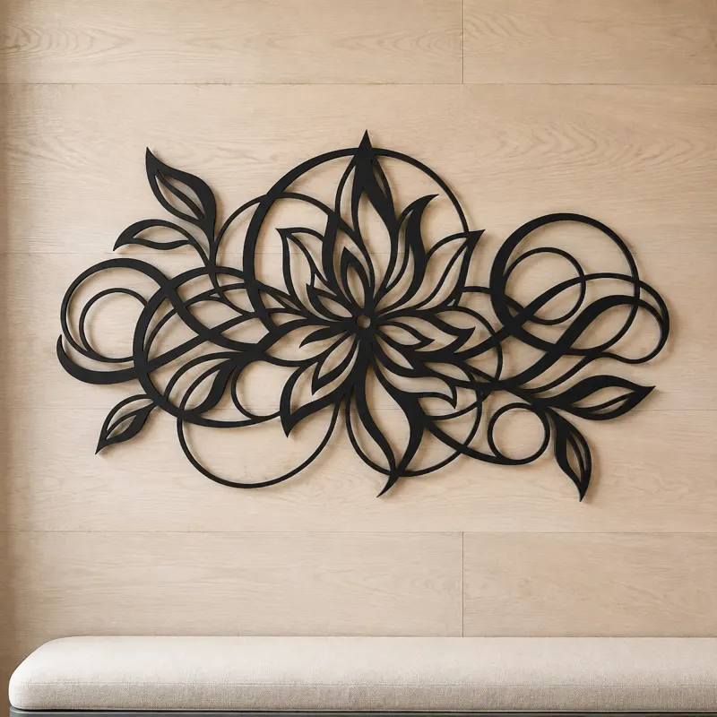 Geometric Flower Flow Metal Wall Art | Modern Abstract Metal Decor - lifestyle view 5