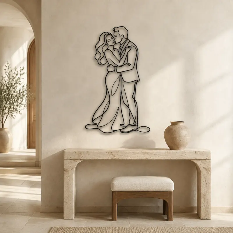 Cheek Kiss Lovers Metal Wall Art | Romantic Couple Decor - lifestyle view 3