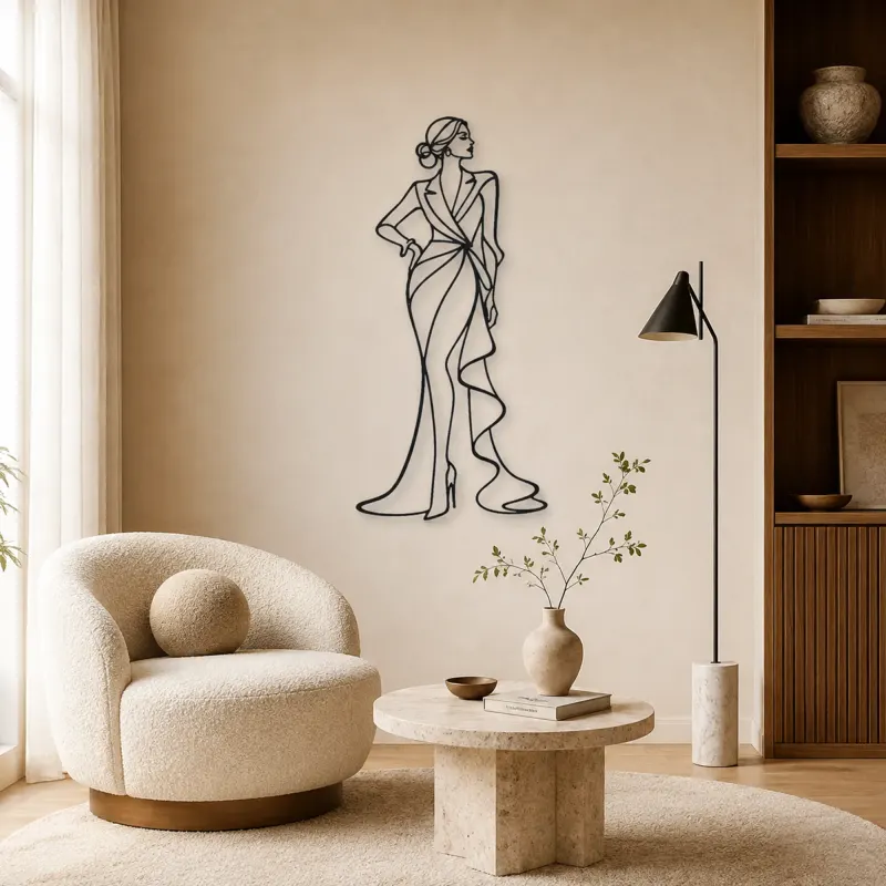 Designer Gown Profile Metal Wall Art | Fashion Figure Wall Decor - lifestyle view 5