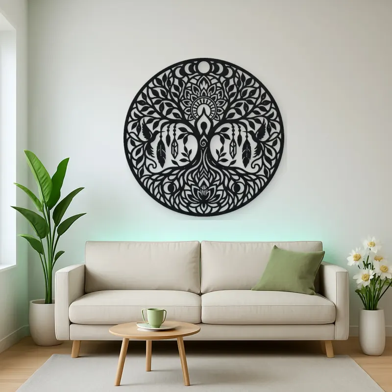 Tree Mandala Fusion Metal Wall Art | Botanical Metal Wall Decor