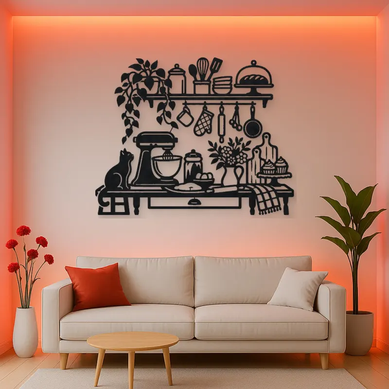 Baker Kitchen Line Metal Wall Art | Cozy Home Metal Decor