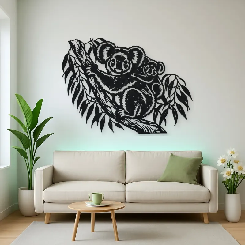 Koala Eucalyptus Metal Wall Art | Wildlife Silhouette Decor