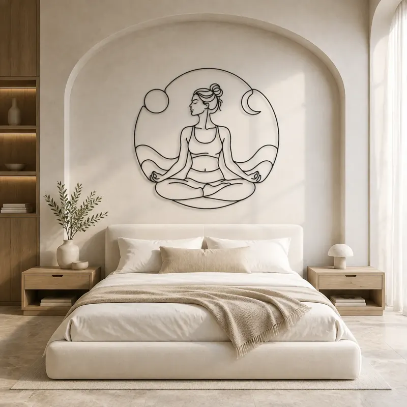 Lotus Pose Meditation Metal Wall Art | Yoga and Meditation Wall Decor - lifestyle view 2
