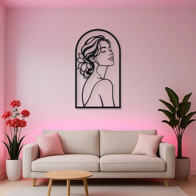 Beauty in Arch Metal Wall Art | Minimalist Woman Line Art