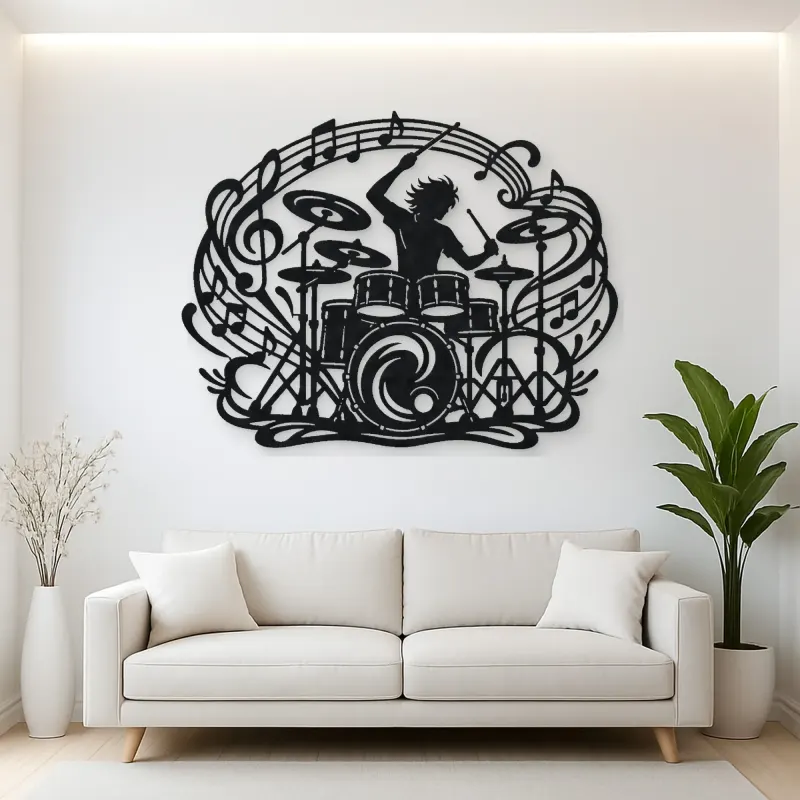 Drum Rhythm Circle Metal Wall Art | Modern Abstract Metal Decor