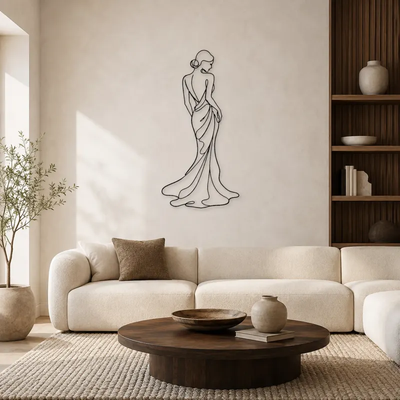 Flowing Skirt Profile Metal Wall Art | Fashion Figure Wall Decor - lifestyle view 5