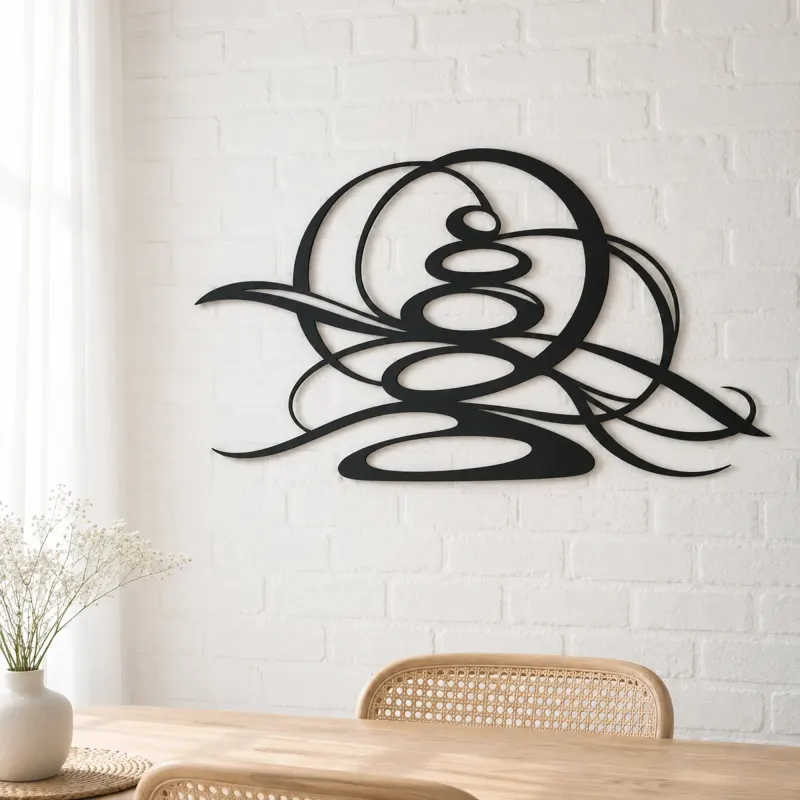 Zen Stone Arcs Metal Wall Art | Modern Abstract Metal Decor - lifestyle view 4