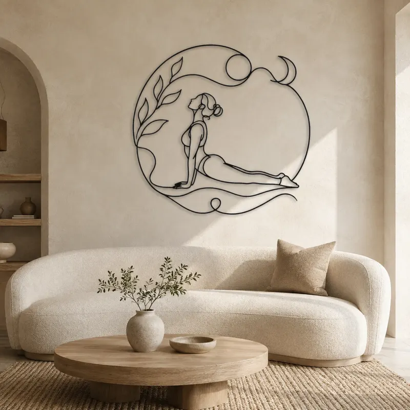 Upward Dog Flow Metal Wall Art | Yoga and Meditation Wall Decor - lifestyle view 3
