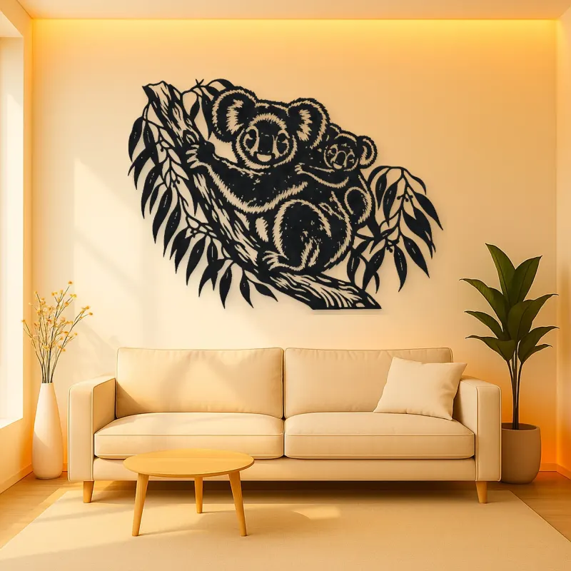 Koala Eucalyptus Metal Wall Art | Wildlife Silhouette Decor