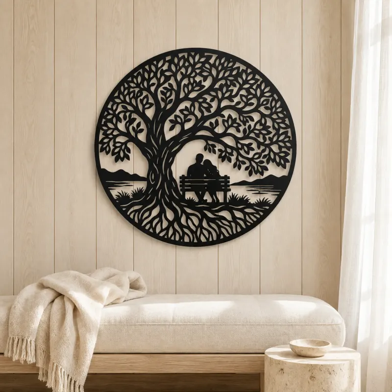 Tree with Bench Couple Metal Wall Art | Romantic Couple Decor - lifestyle view 5