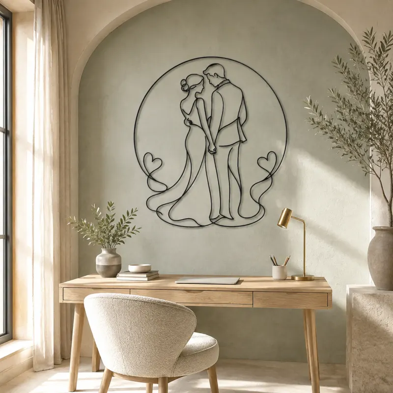 Hand in Hand Silhouette Metal Wall Art | Romantic Couple Decor - lifestyle view 4