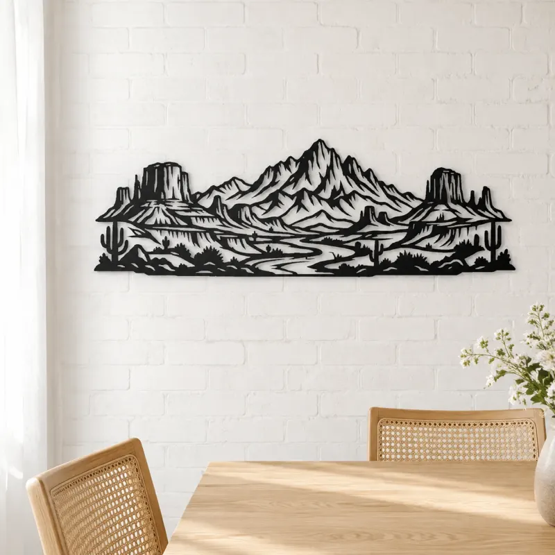 Desert Mesa Range Metal Wall Art | Nature Silhouette Decor - lifestyle view 4