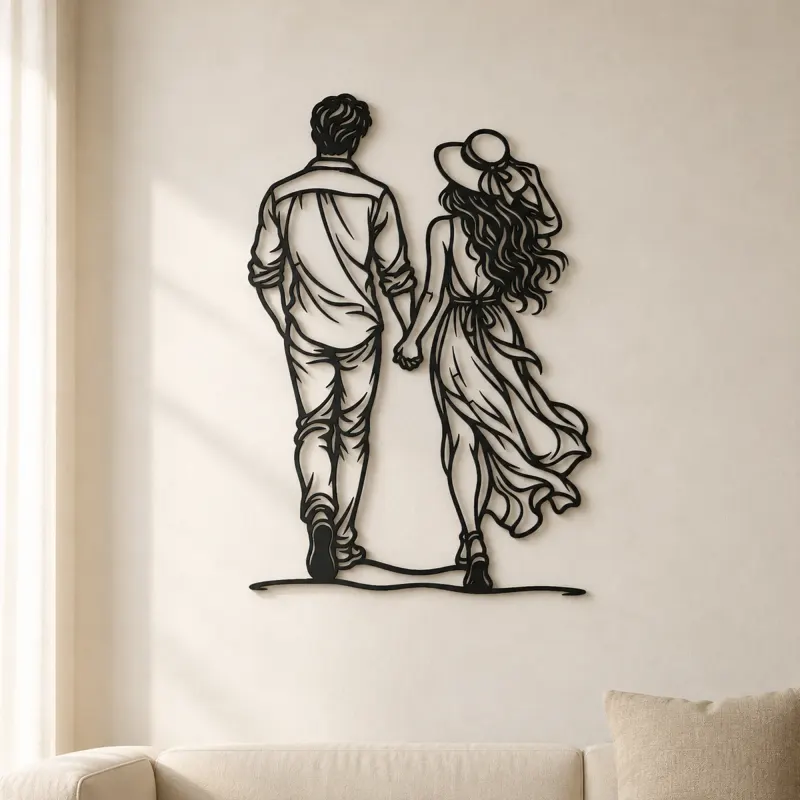 Décoration murale en métal Hand in Hand Stroll | Décor romantique couple