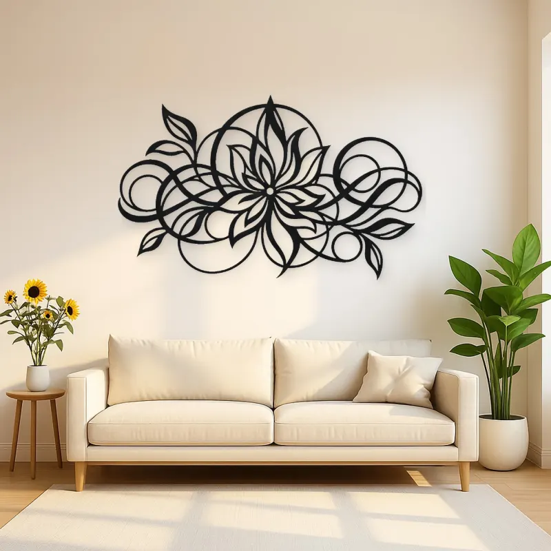 Geometric Flower Flow Metal Wall Art | Modern Abstract Metal Decor