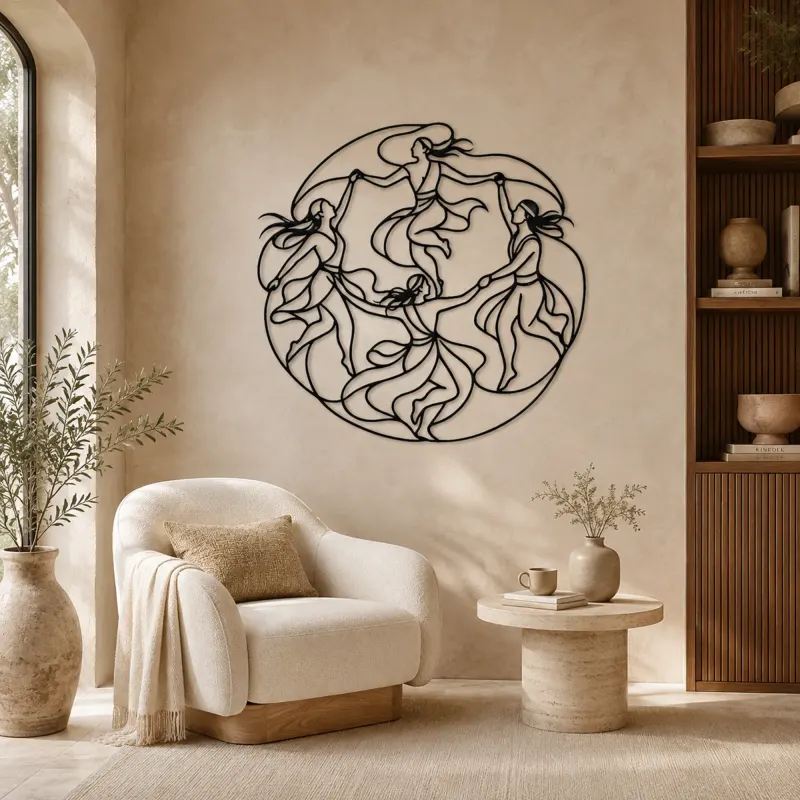 Tribal Dance Circle Metal Wall Art | Dance Silhouette Wall Decor - lifestyle view 5
