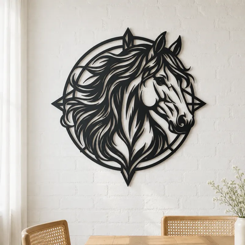 Horse Head Geometric Metal Wall Art | Equestrian Wall Decor - lifestyle view 4