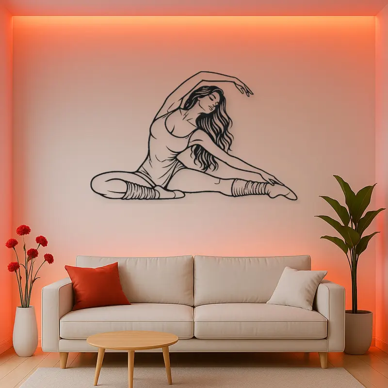 Floor Stretch Muse Metal Wall Art | Movement Silhouette Decor