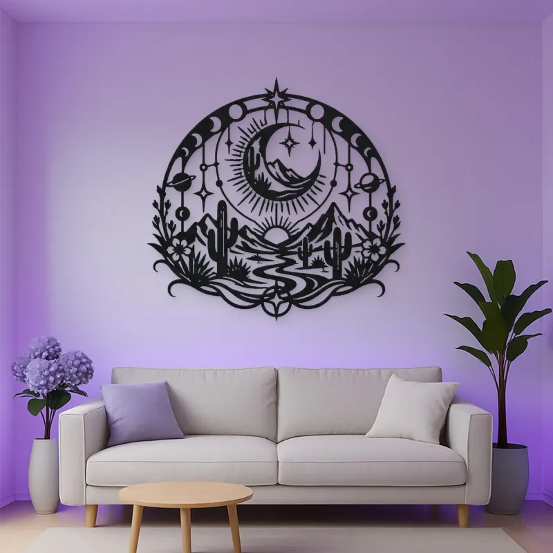 Desert Moon Arc Metal Wall Art | Nature Silhouette Decor