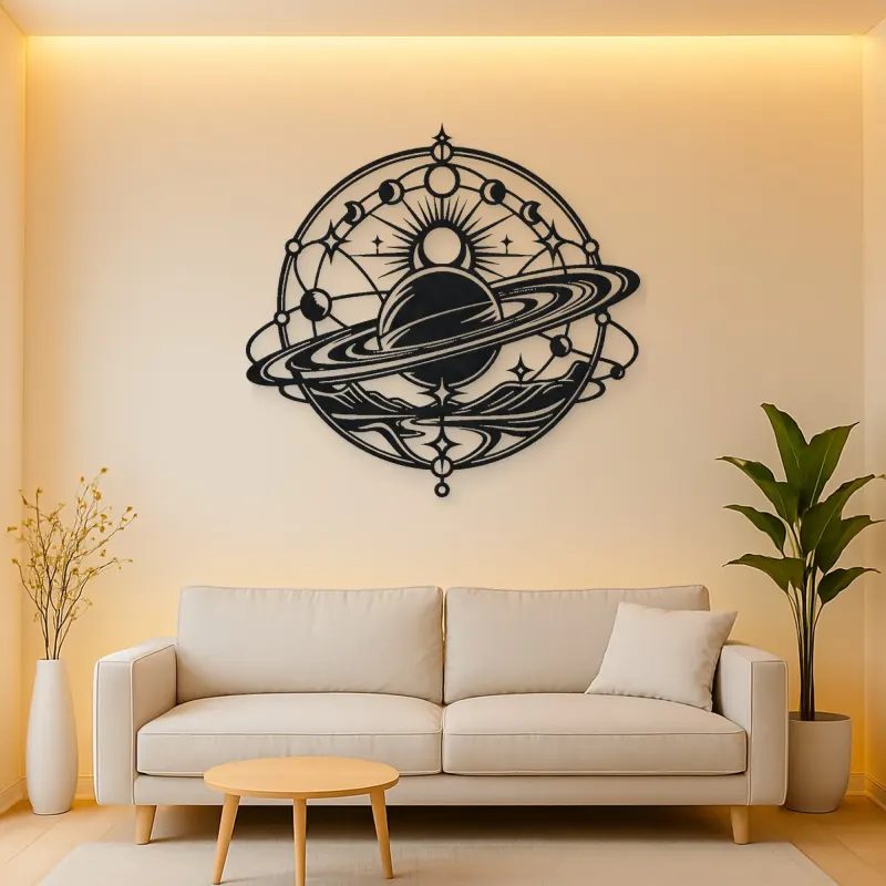Saturn Ring Rhythm Metal Wall Art | Celestial Boho Wall Decor
