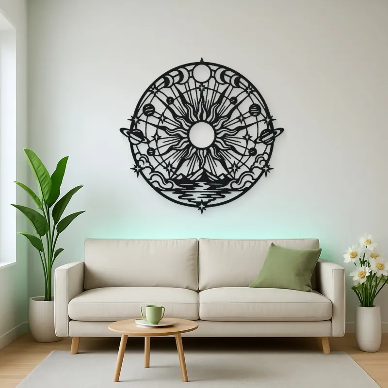 Radiant Sunburst Metal Wall Art | Celestial Boho Wall Decor