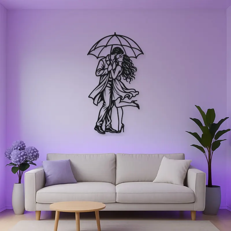 Under One Umbrella Metal Wall Art | Romantic Couple Decor