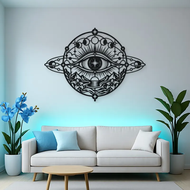 Cosmic Eye Symbol Metal Wall Art | Spiritual Boho Metal Decor