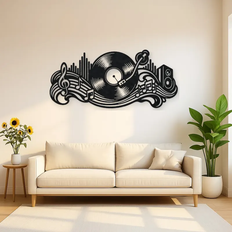 Vinyl Record Wave Metal Wall Art | Music Room Wall Decor